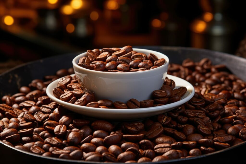 Roasted Coffee Beans Close-Up In Dishes